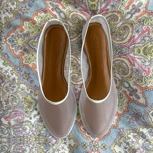 STAUD Pink Flats with White Trim